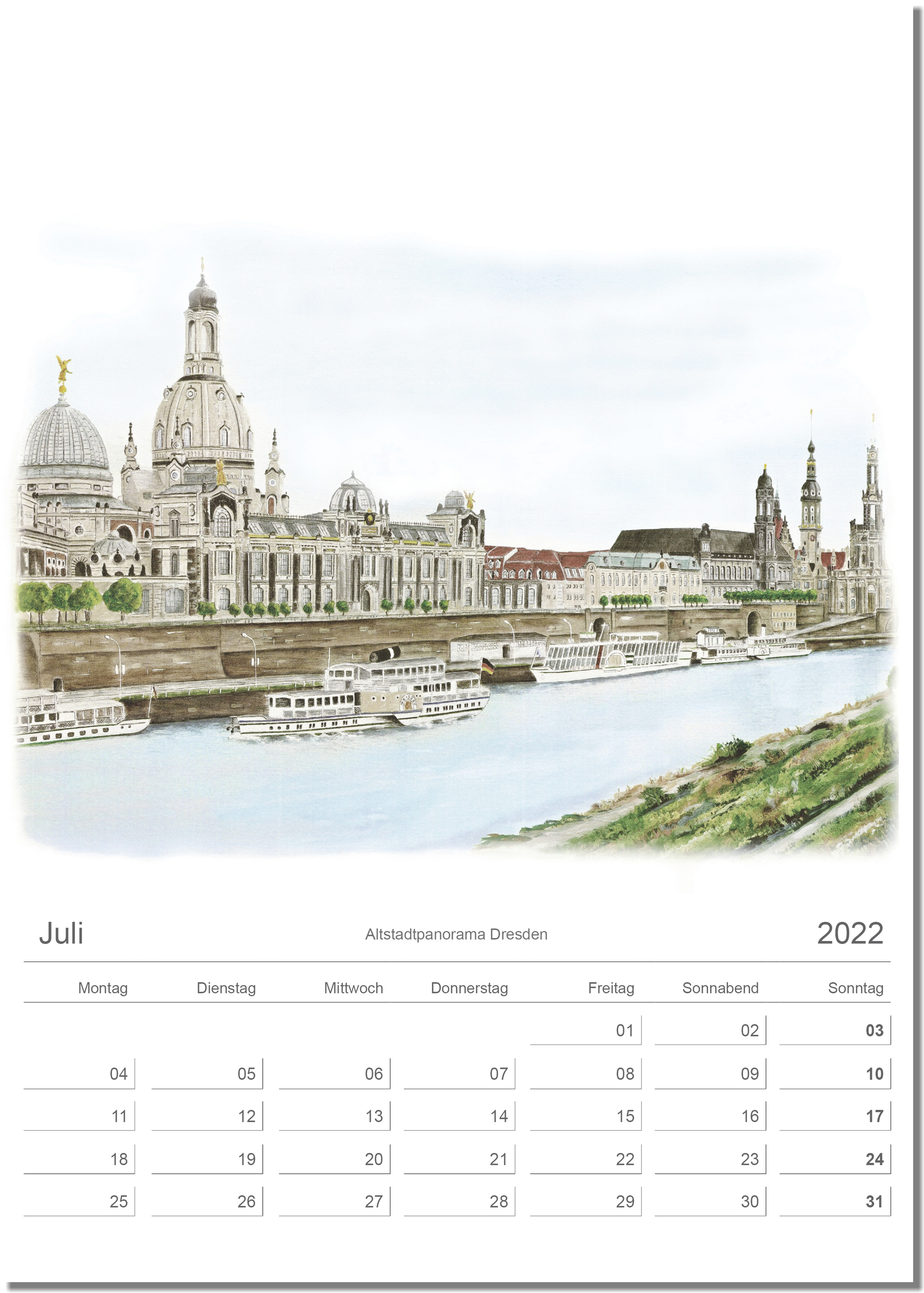 Kalender Dresden Juli 2022